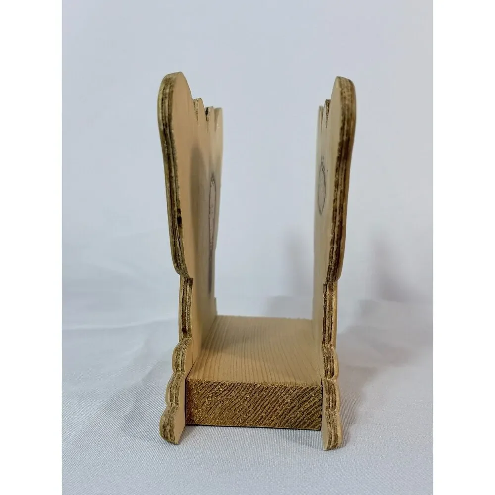 VTG Carved Wood Butterfly Napkin Letter Holder Table Stop Unfinished Paintable